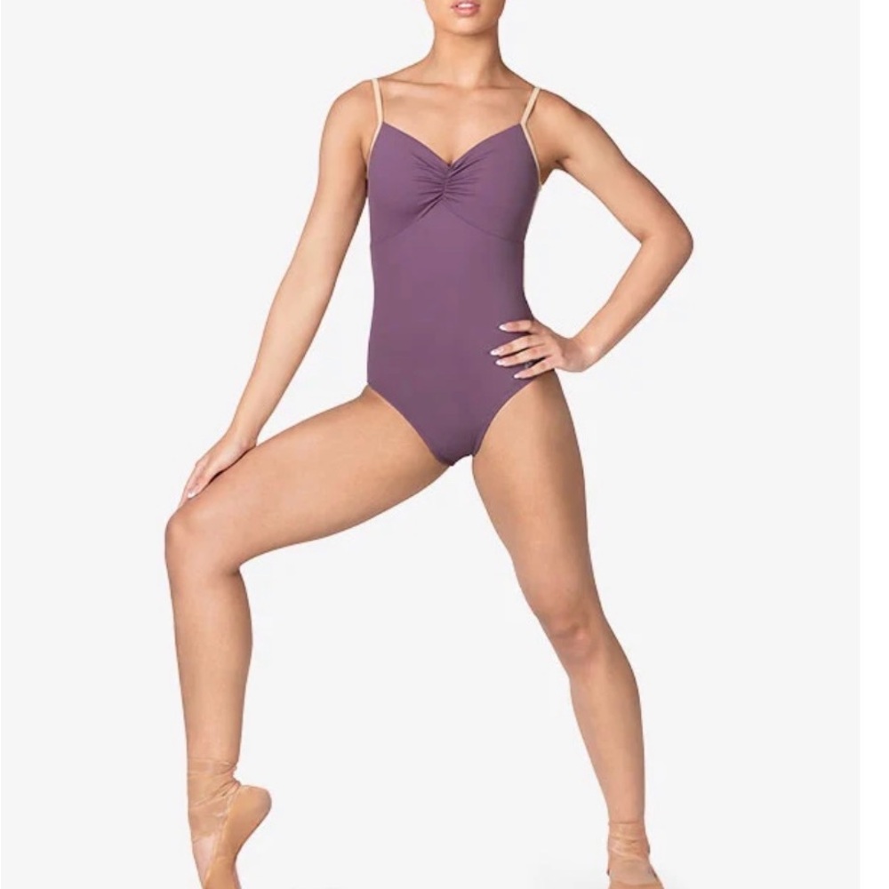 ISO - Mariia pinch front eggplant leotard with mesh back